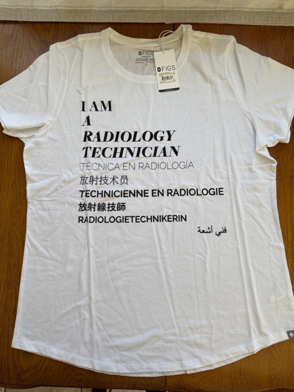 Figs White Graphic Radiology Technician Tee